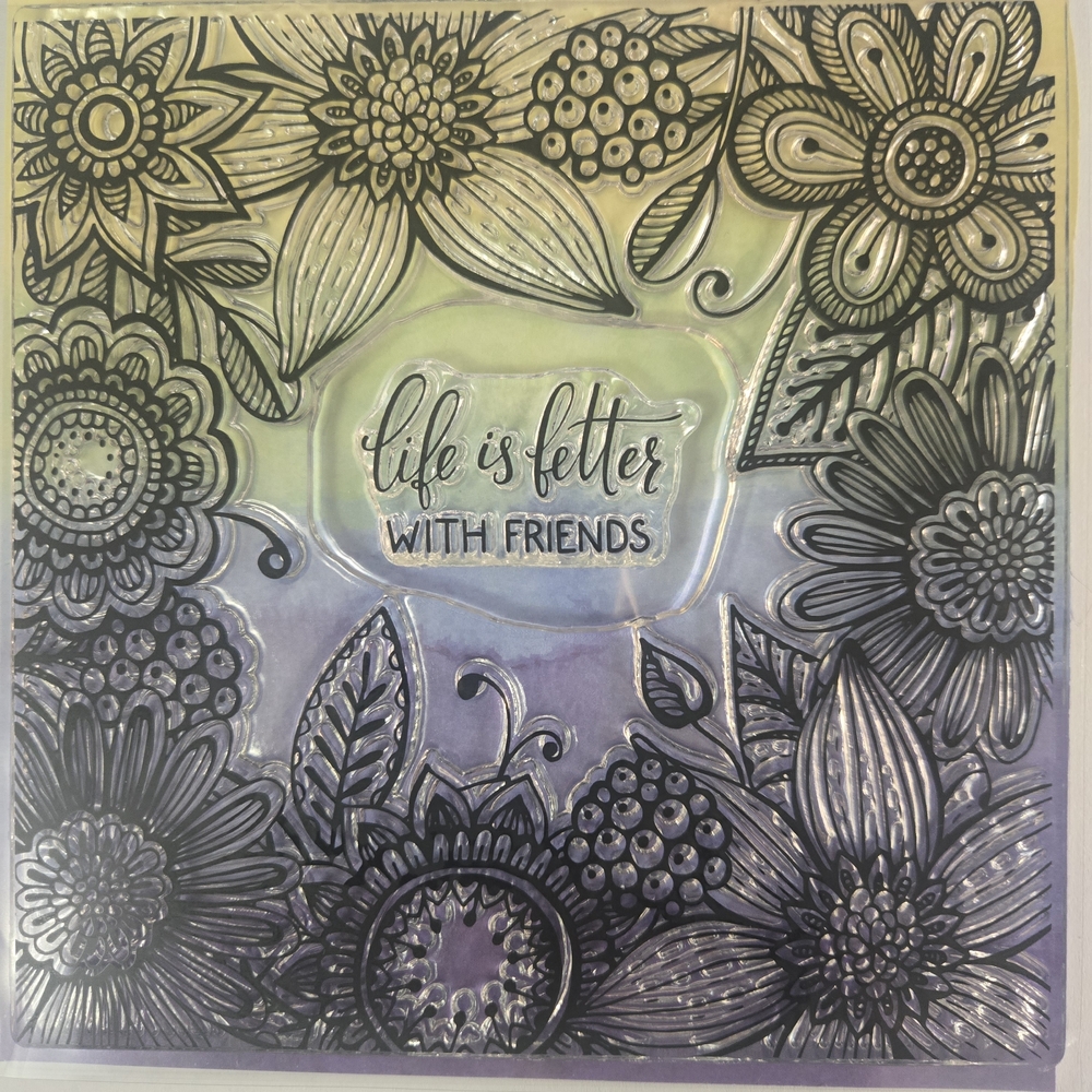 Brutus Monroe Flower Doodle Background Photopolymer Cling Stamp 5.5" X 5.5"